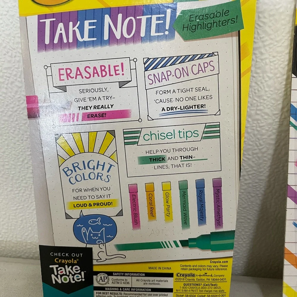 5 New Packs Of Crayola Erasable Highlighters